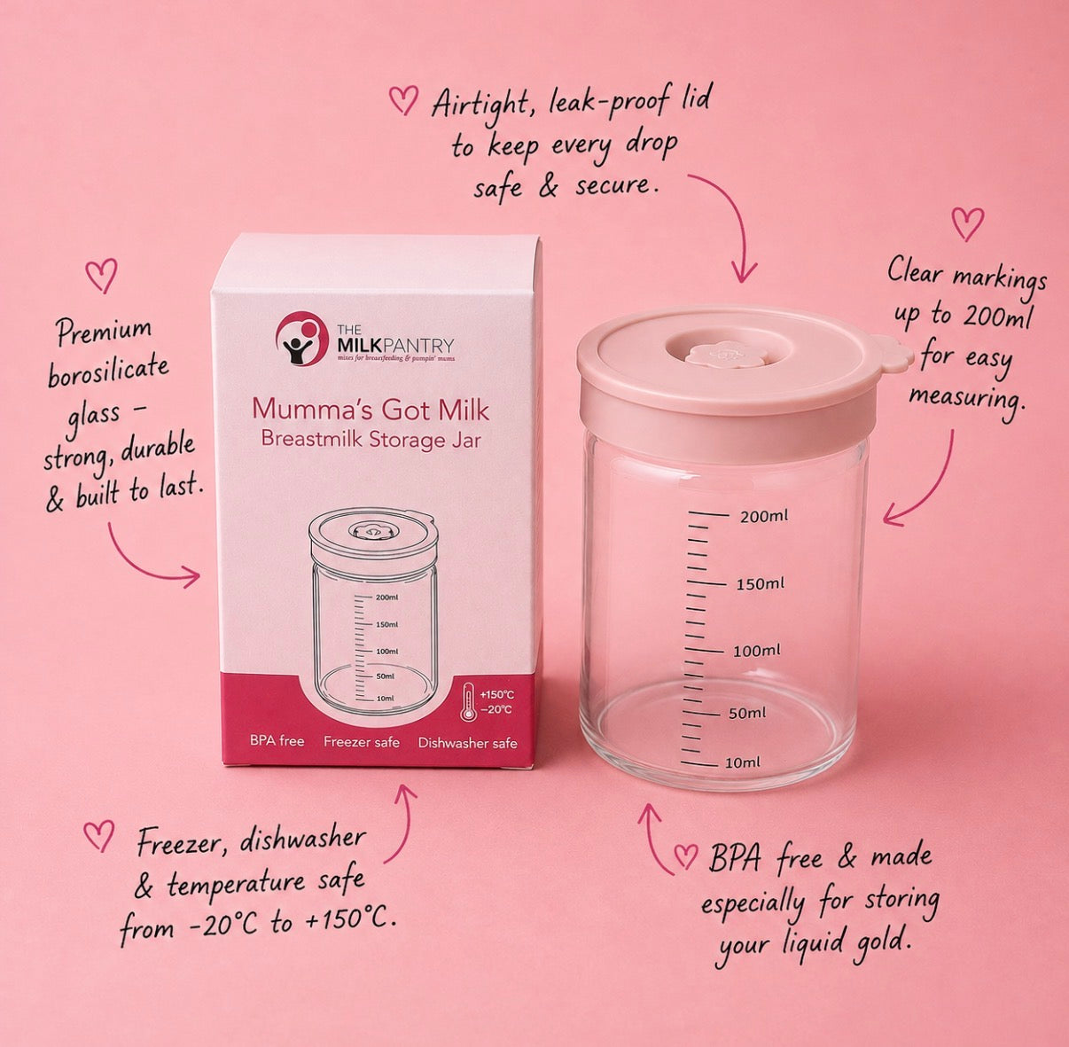 Glass Breast Milk Storage Container – 200ml