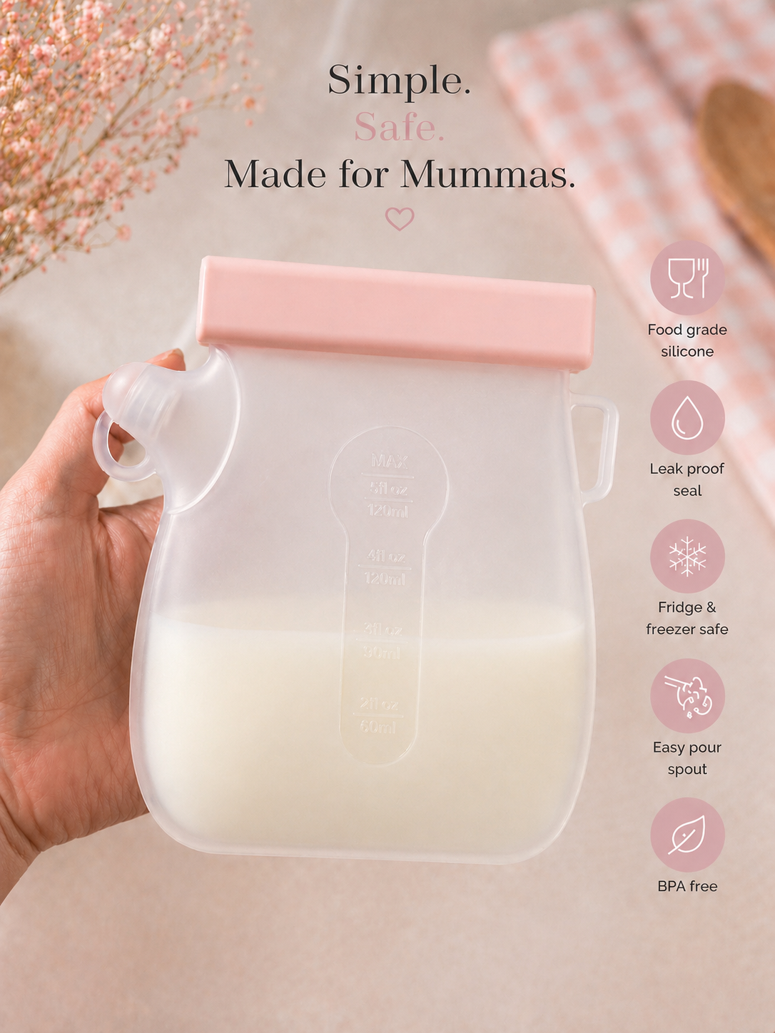 Reusable Silicone Breast Milk Storage Pouch