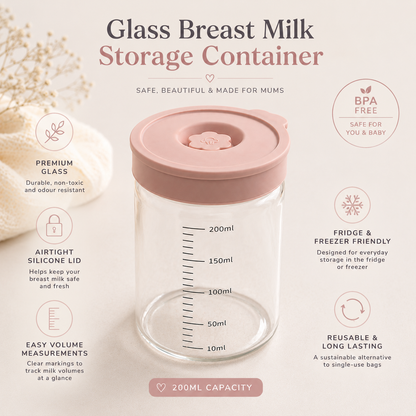 Glass Breast Milk Storage Container – 200ml