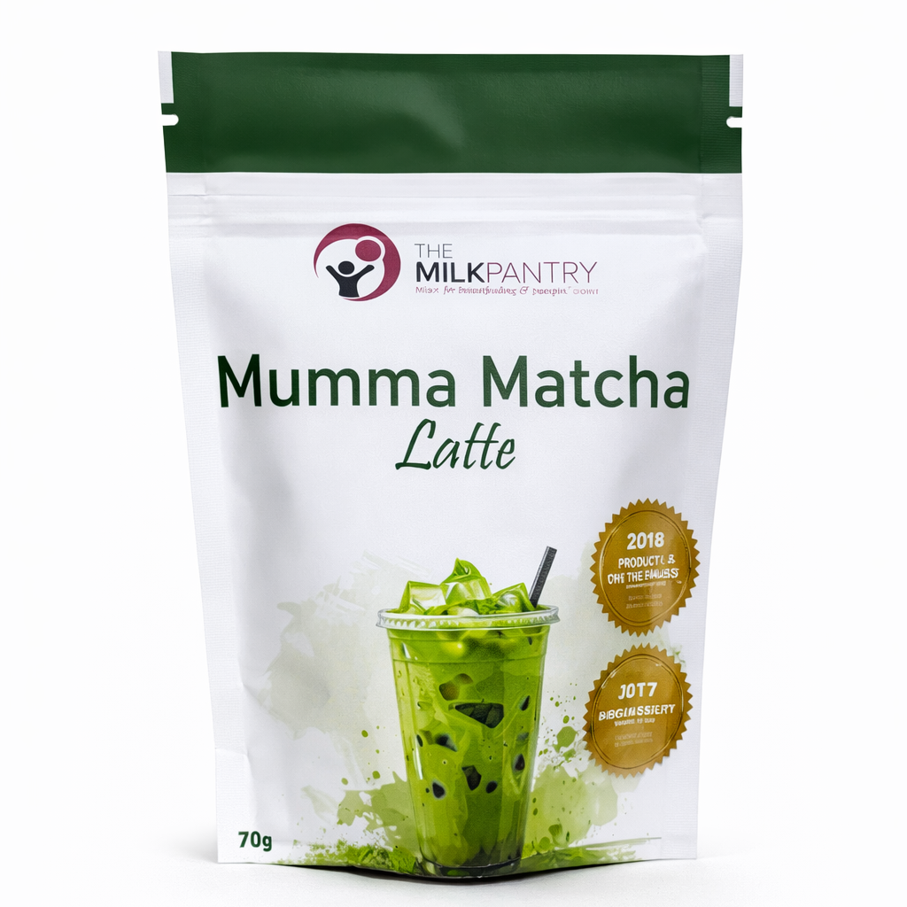 Packaging of Mumma Matcha Latte from The Milk Pantry on a white background