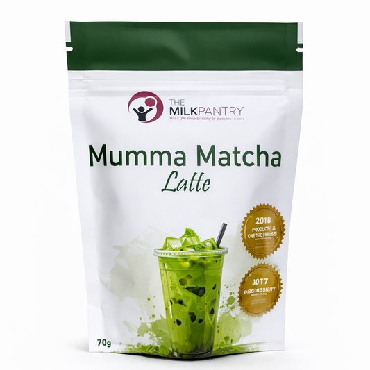 Packaging of Mumma Matcha Latte from The Milk Pantry on a white background